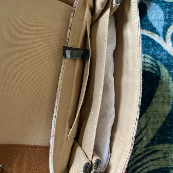 See By Chloe Floral Brown Linen and Leather Crossbody Accordion Bag - Picture 4 of 10